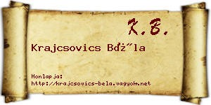 Krajcsovics Béla névjegykártya